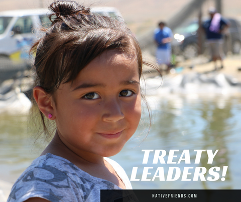 Treaty Leaders! A community campaign to educate about tribal treaty rights, including fishing in usual and accustomed places. By Emily Washines, Native Friends.