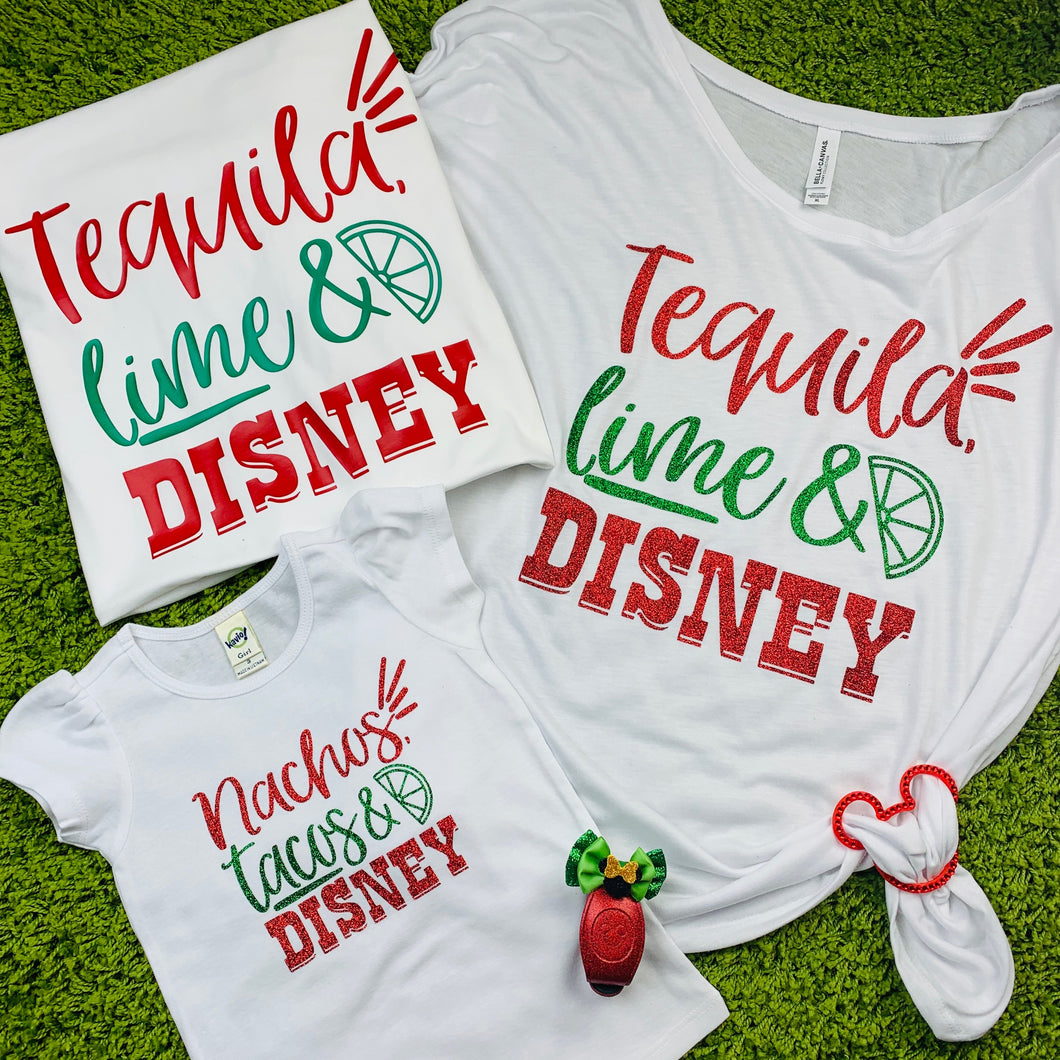 Tacos Tequila Lime Food and Wine Family Shirts