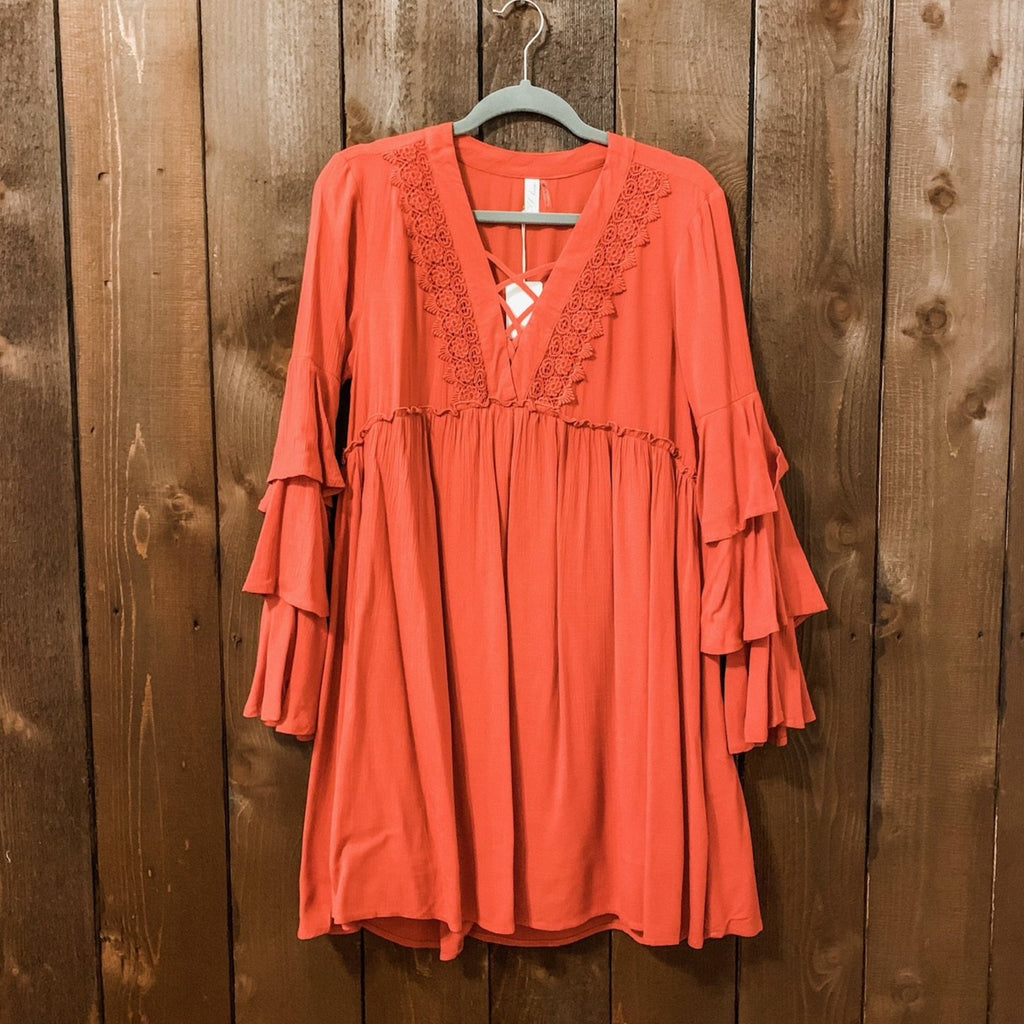 burnt orange lace dress