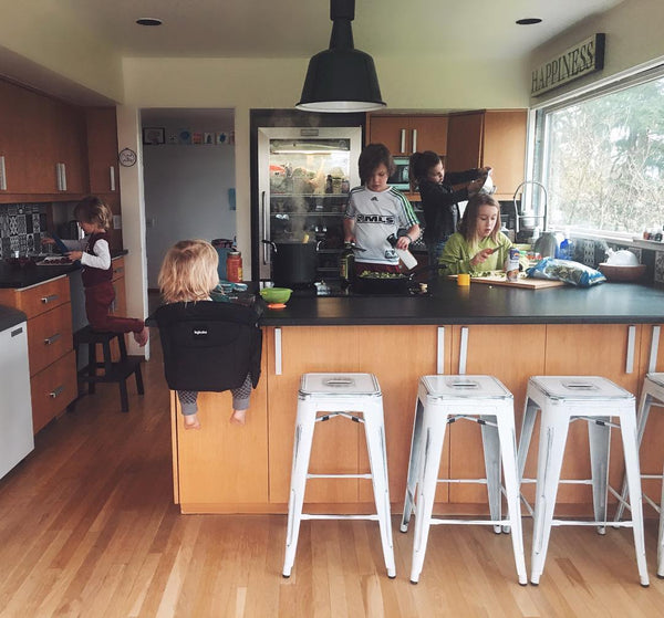 In the kitchen with the gray gang metropolis counter bar stools from city home