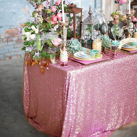 Pink premium sequin rectangle tablecloth