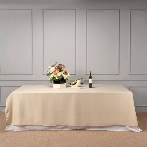 Beige polyester rectangular tablecloth
