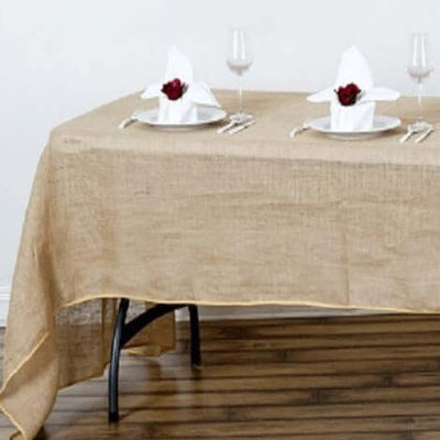 90"x156" Natural Rectangle Burlap Rustic Tablecloth | Jute Linen Table Decor