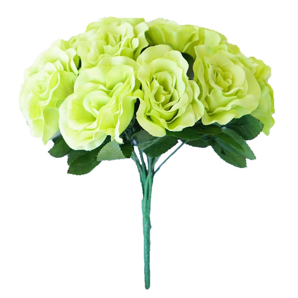 4 Pack 56 Pcs Lime Green Artificial Velvet Rose Flowers - Clearance SALE