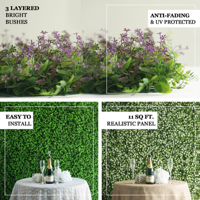 11 Sq ft. | 4 Panels Baby Green Boxwood Hedge Garden Wall Backdrop Mat