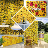 11 Sq ft. | 4 Panels Artificial Sunflower Wall Mat Backdrop, Flower Wall Decor