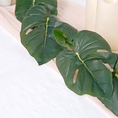 6ft Light Green Artificial Monstera Leaf Garland Plant, Tropical Vine