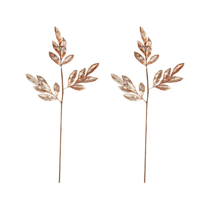 2 Stems | 28inch Blush/Rose Gold Artificial Bay Leaf Branch Vase Filler