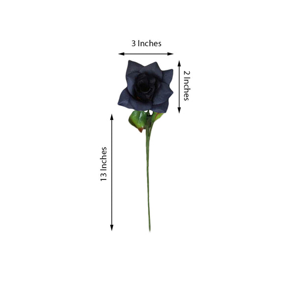 24 Bush 168 Pcs Black Artificial Bloom Roses Flowers