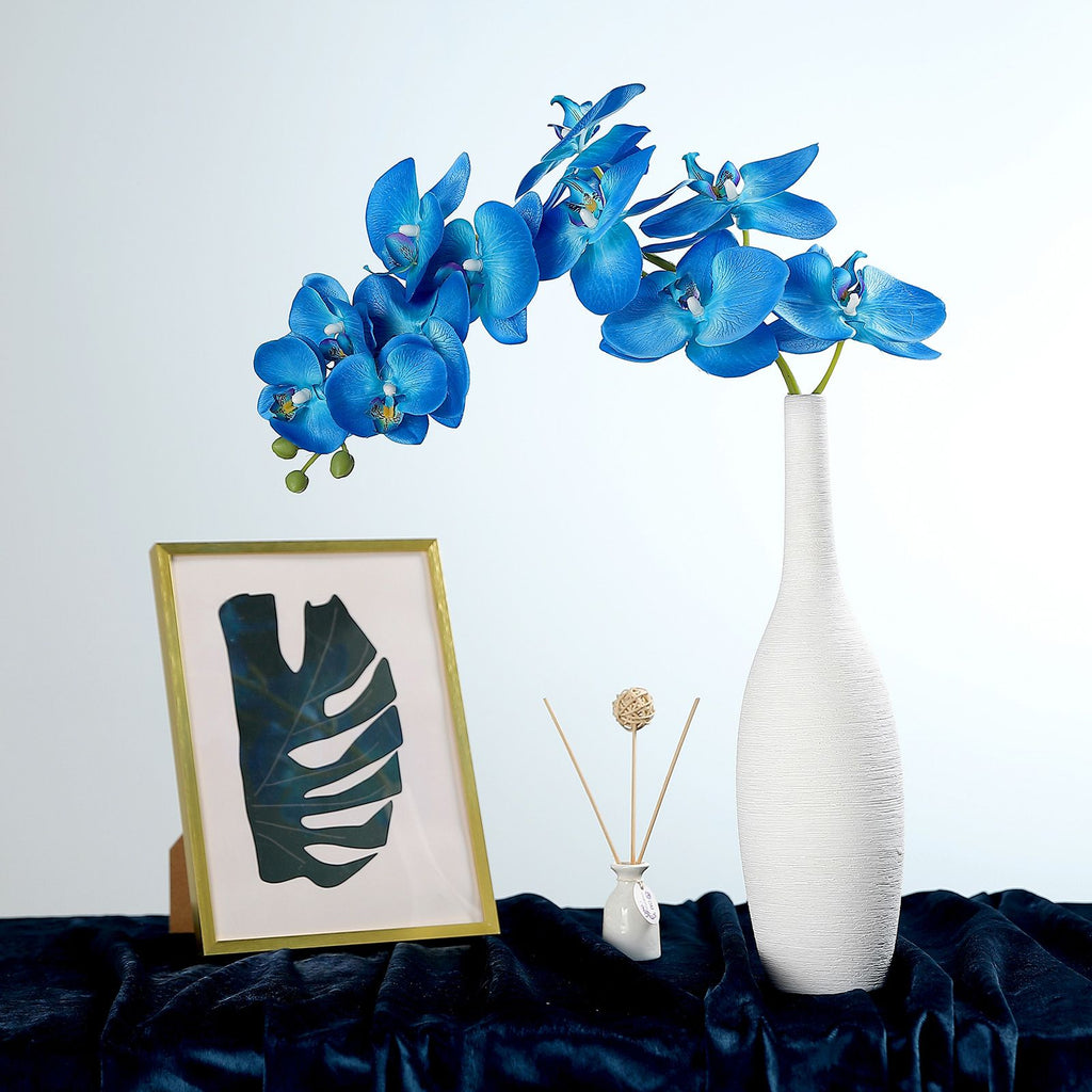 40 Royal Blue Silk Orchids Stem Artificial Orchid Flowers Tableclothsfactory 0288