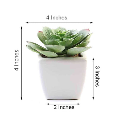 3 Pack | 4inches Ceramic Planter Pot & Artificial Echeveria Succulent Plant