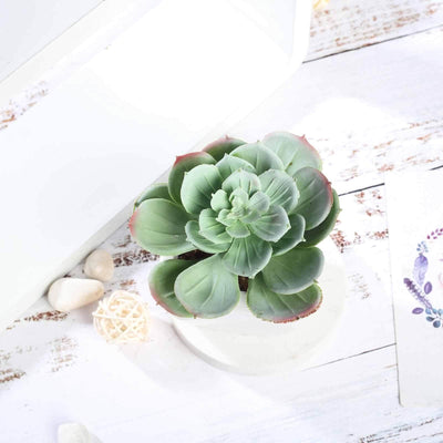 3 Pack | 4inches Ceramic Planter Pot & Artificial Echeveria Succulent Plant