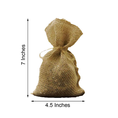 10 Pack | 4inches Natural Jute Mini Burlap Sack Wedding Party Favor Bags