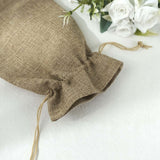 10 Pack | Natural Faux Burlap 6inch x 14inch Reusable Wine Gift Favor Bags Party