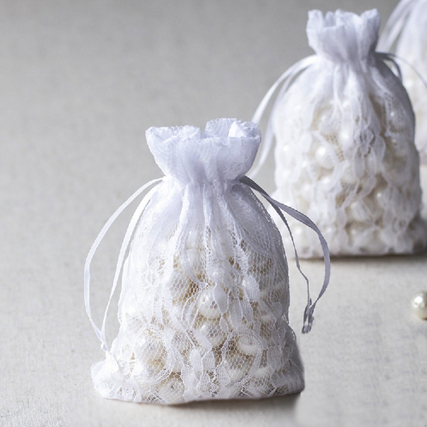 Lace Drawstring Pouch Favor Bags, Wedding Favors, Gift Bags