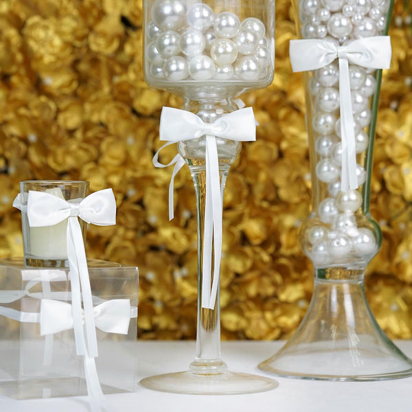2" Tall 2 Pcs Bow Ribbon White Bands For Votive Candle