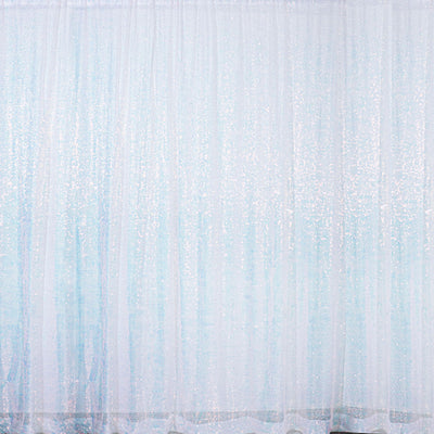 8ftx8ft Iridescent Blue Sequin Photography Booth Backdrop Semi-Sheer Curtain