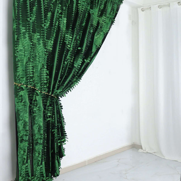 8ftx8ft Green Hanging Leaf Petal Taffeta Backdrop Curtain Panel