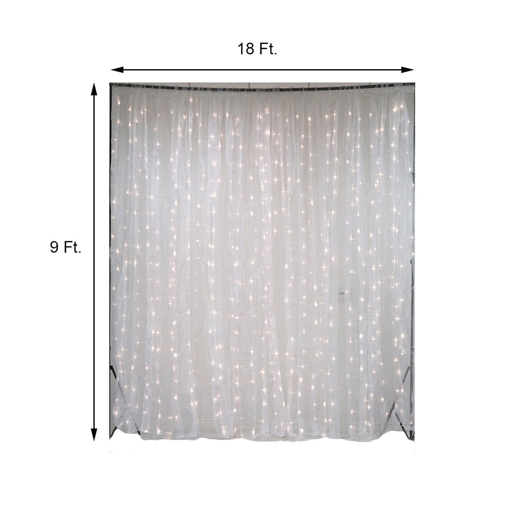 White LED Lights on Organza BACKDROP 18 ft x 9 ft Party Wedding Decorations 