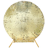 Champagne Big Payette Sparkle Sequin Round Wedding Arch Cover, Shiny Shimmer Backdrop Stand Cover