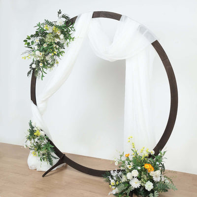 7.4ft Dark Brown Wood DIY Round Wedding Arch Backdrop Stand