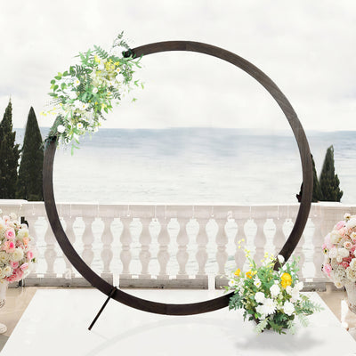 7.4ft Dark Brown Wood DIY Round Wedding Arch Backdrop Stand