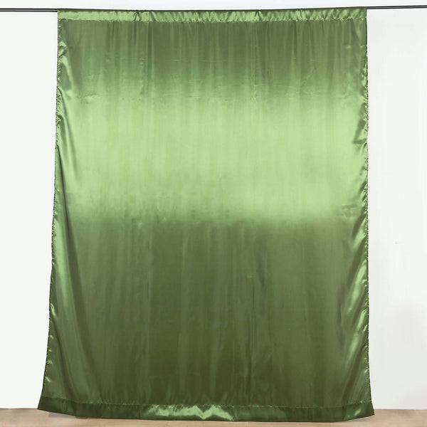 8ftx10ft Olive Green Satin Curtain Panel Backdrop Drapes, Photo Booth Backdrop With Rod Pocket