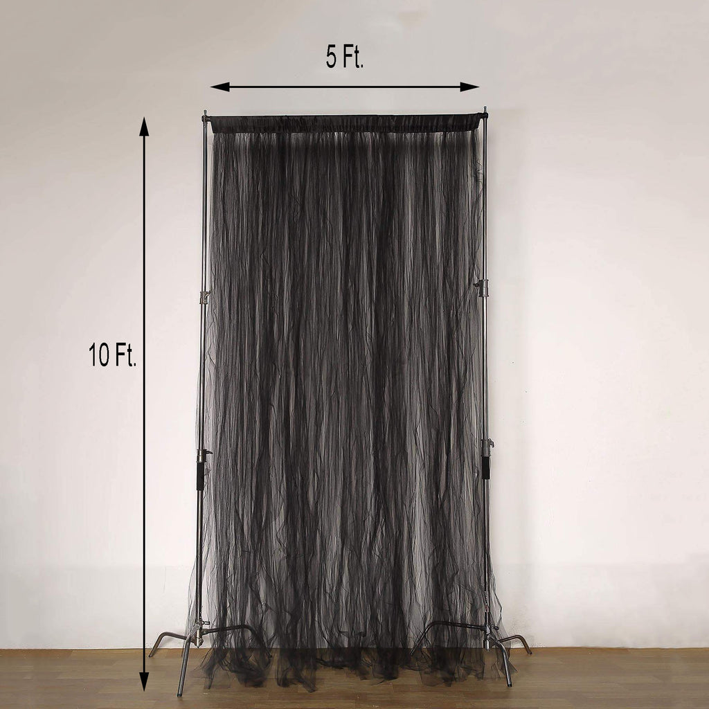 5FTx10FT Double Sided Sheer Tulle Backdrop Curtain Panels with Satin Rod Pockets 