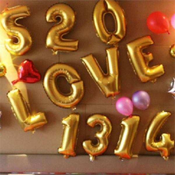 16" Matte Gold Mylar Foil Number Helium Balloons