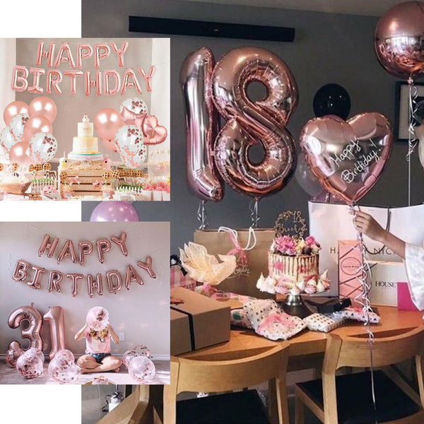 16inches Metallic Blush/Rose Gold Mylar Foil Letter Balloons - V