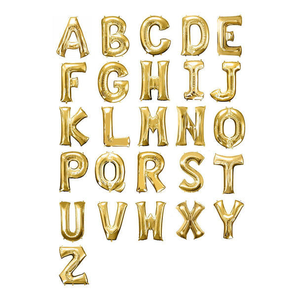 40inches Shiny Metallic Gold Mylar Foil Helium/Air Letter Balloons - K