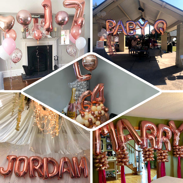 40inches Metallic Blush/Rose Gold Mylar Foil Helium/Air Number Balloons - 2