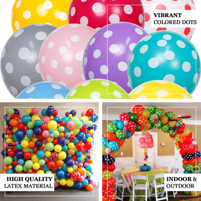 25 Pack | 12inch Black & White Fun Polka Dot Latex Party Balloons