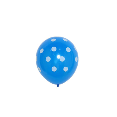 25 Pack | 12" Royal Blue & White Fun Polka Dot Latex Party Balloons