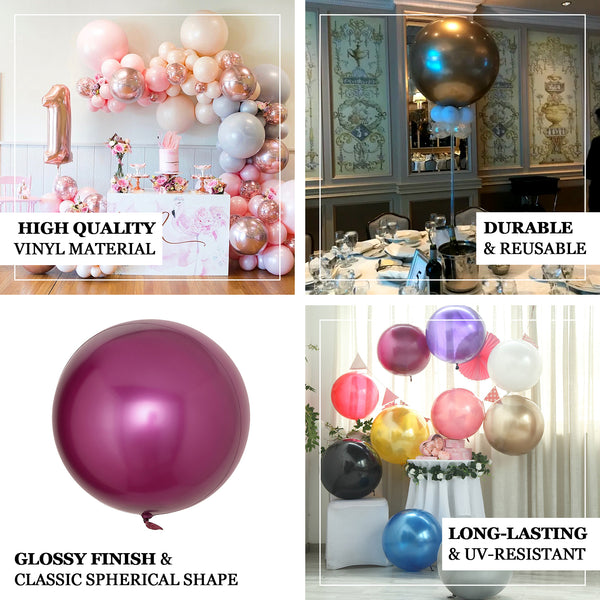 2 Pack | 30inch Big Burgundy Reusable UV Protected Sphere Vinyl Balloons