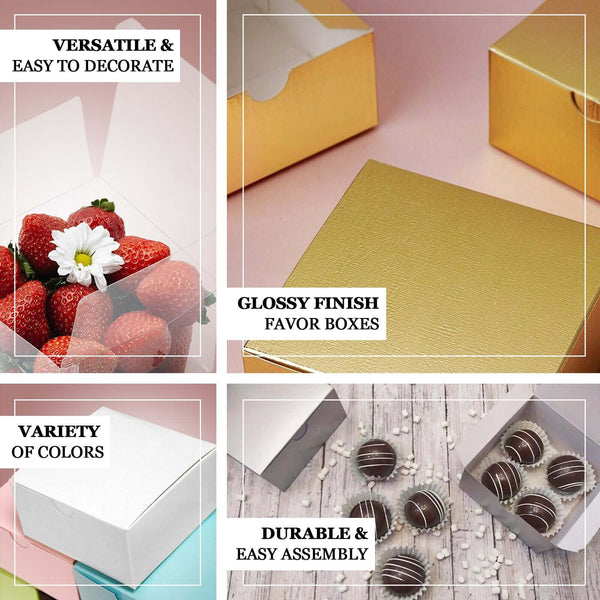 100 PCS | 4inch x 4inch x 2inch White Cake Party Favor Boxes