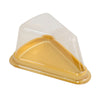 50 Pack | Gold/Clear Plastic Cake Slice Favor Containers, Triangle Party Boxes