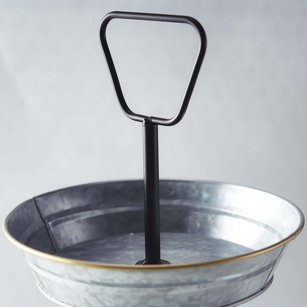 3 Tier Rustic Galvanized Serving Tray, Metal CupCake Holder Stand Dessert Display