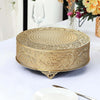 14inch Round Gold Embossed Cake Stand Riser, Matte Metal Cake Pedestal