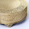 14inch Round Gold Embossed Cake Stand Riser, Matte Metal Cake Pedestal