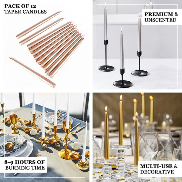 12 Pack | 10inches Green Premium Wax Taper Candles, Unscented Candlesticks