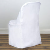 White Polyester Round Back Folding Chair Covers, Reusable or 1x Use Chair Covers