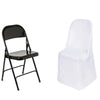 White Polyester Round Back Folding Chair Covers, Reusable or 1x Use Chair Covers