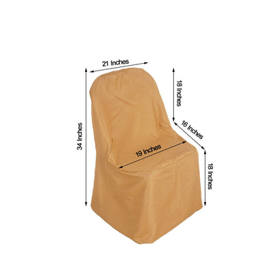 Gold Polyester Folding Round Chair Covers, Reusable or 1x Use Stain Resistant Chair Covers
