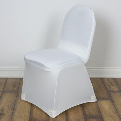 Ivory Milan Ruched Spandex Banquet Chair Cover, Premium Fitted Chair Cover