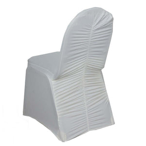 Ivory Milan Ruched Spandex Banquet Chair Cover, Premium Fitted Chair Cover