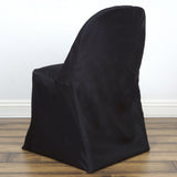 Black Polyester Folding Flat Chair Covers, Reusable or 1x Use Stain Resistant Chair Covers