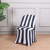 Black & White 2inch Striped Spandex Stretch Fitted Folding Chair Cover With Foot Pockets - 160GSM