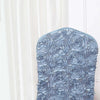 Dusty Blue Satin Rosette Spandex Stretch Banquet Chair Cover, Fitted Chair Cover