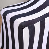 Black & White 2inch Striped Spandex Stretch Fitted Banquet Chair Cover With Foot Pockets - Premium